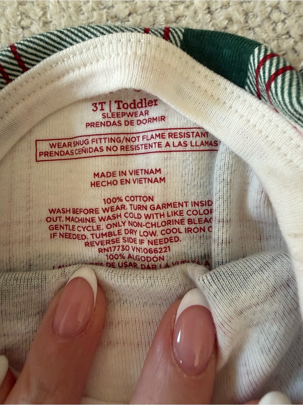 Wondershop Green and Cream Plaid Kids Thermal Pajama Set - Picture 3 of 5